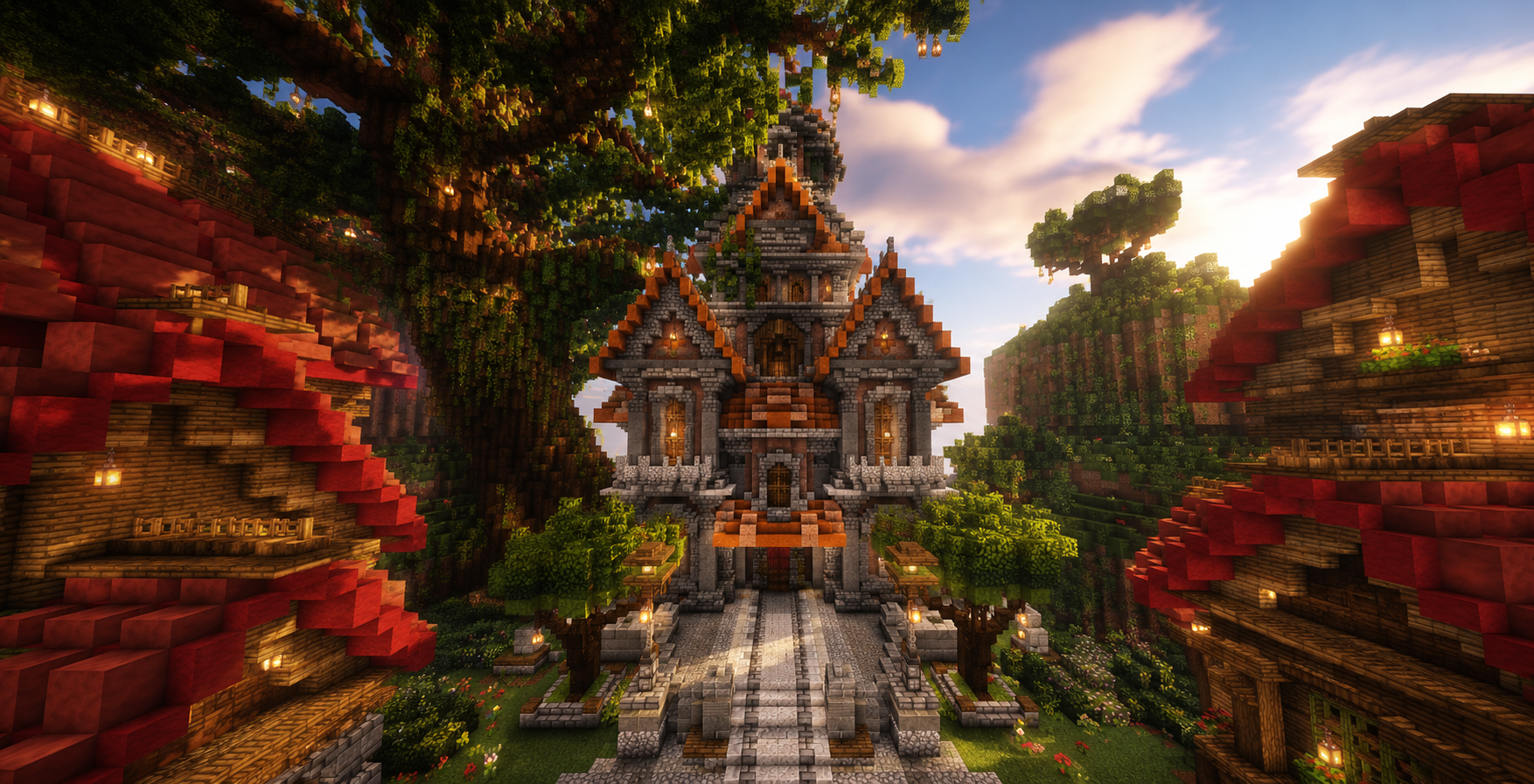 Minecraft-inspirierte SpeyMC Header-Szene